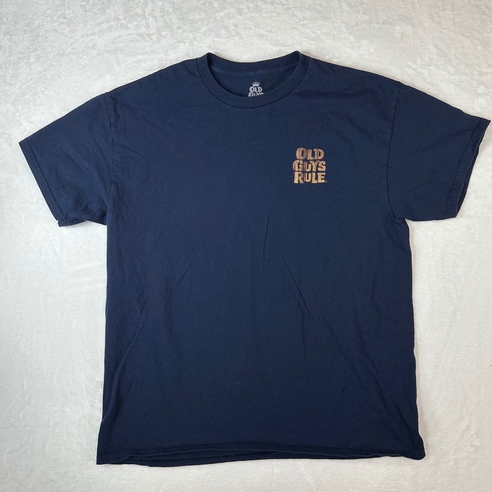 Old Guys Rule On Permanent Vacation Navy Blue Graphic T-Shirt Mens Large
